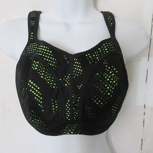 Panache Sports Bra 30GG Black Mesh Neon High Impact Sport Running 5021C